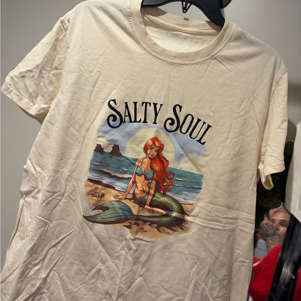 Cream 'Salty Soul' Mermaid Graphic Tee